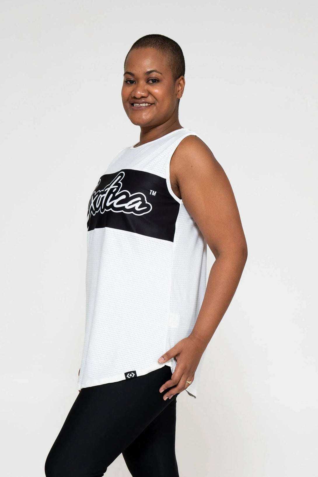 Bball Mesh Sleeveless Exotica Boyfriend Tee - White-Activewear-Exoticathletica