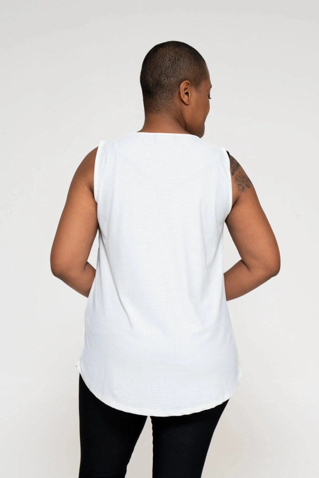 Bball Mesh Sleeveless Exotica Boyfriend Tee - White-Activewear-Exoticathletica