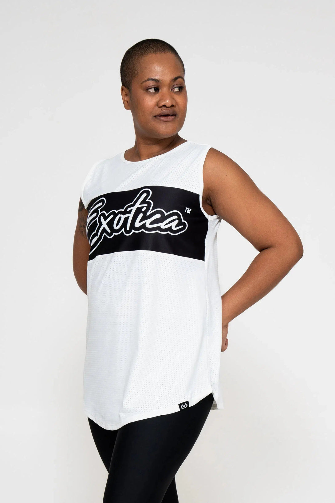 Bball Mesh Sleeveless Exotica Boyfriend Tee - White-Activewear-Exoticathletica