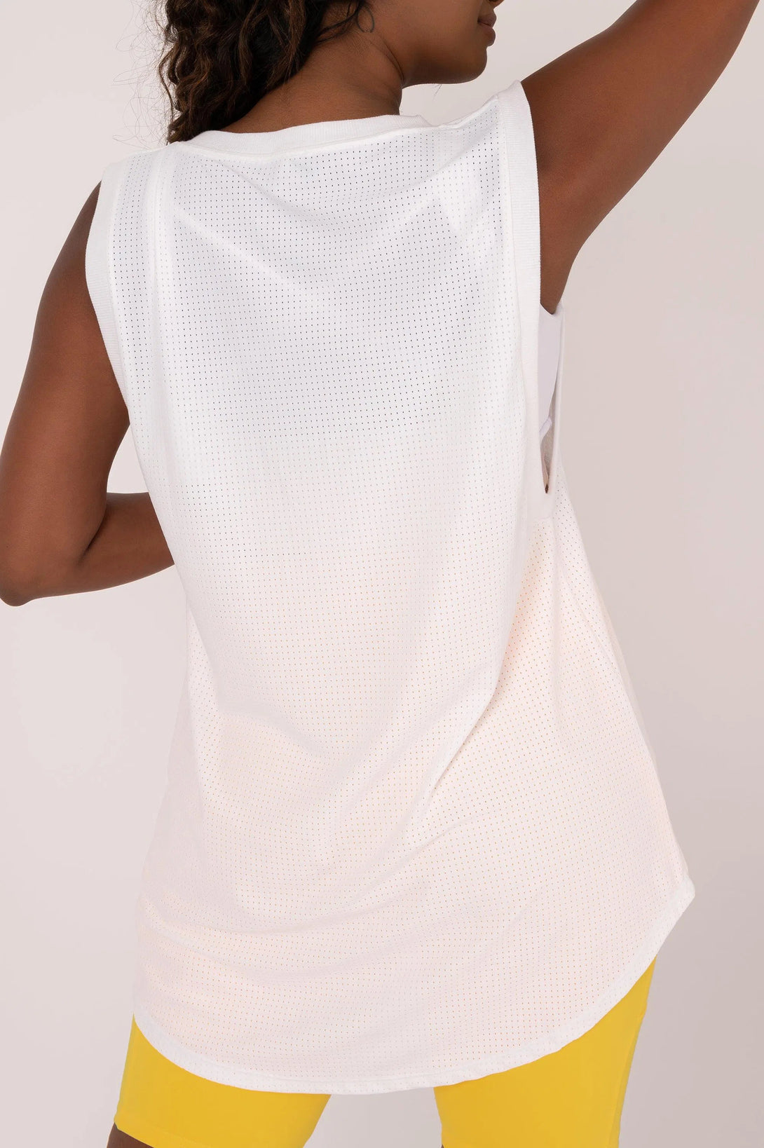 Bball Mesh Sleeveless V Neck Exotica Embroidered Boyfriend Tee - White-Activewear-Exoticathletica