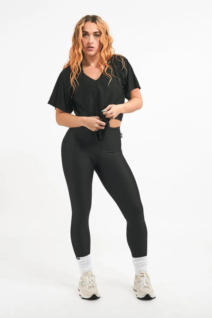 Bball Mesh V Neck Boyfriend Tee - Black-Activewear-Exoticathletica