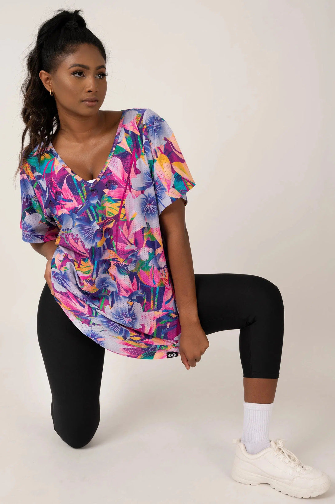 Bball Mesh V Neck Boyfriend Tee - Down The Garden Path-Activewear-Exoticathletica