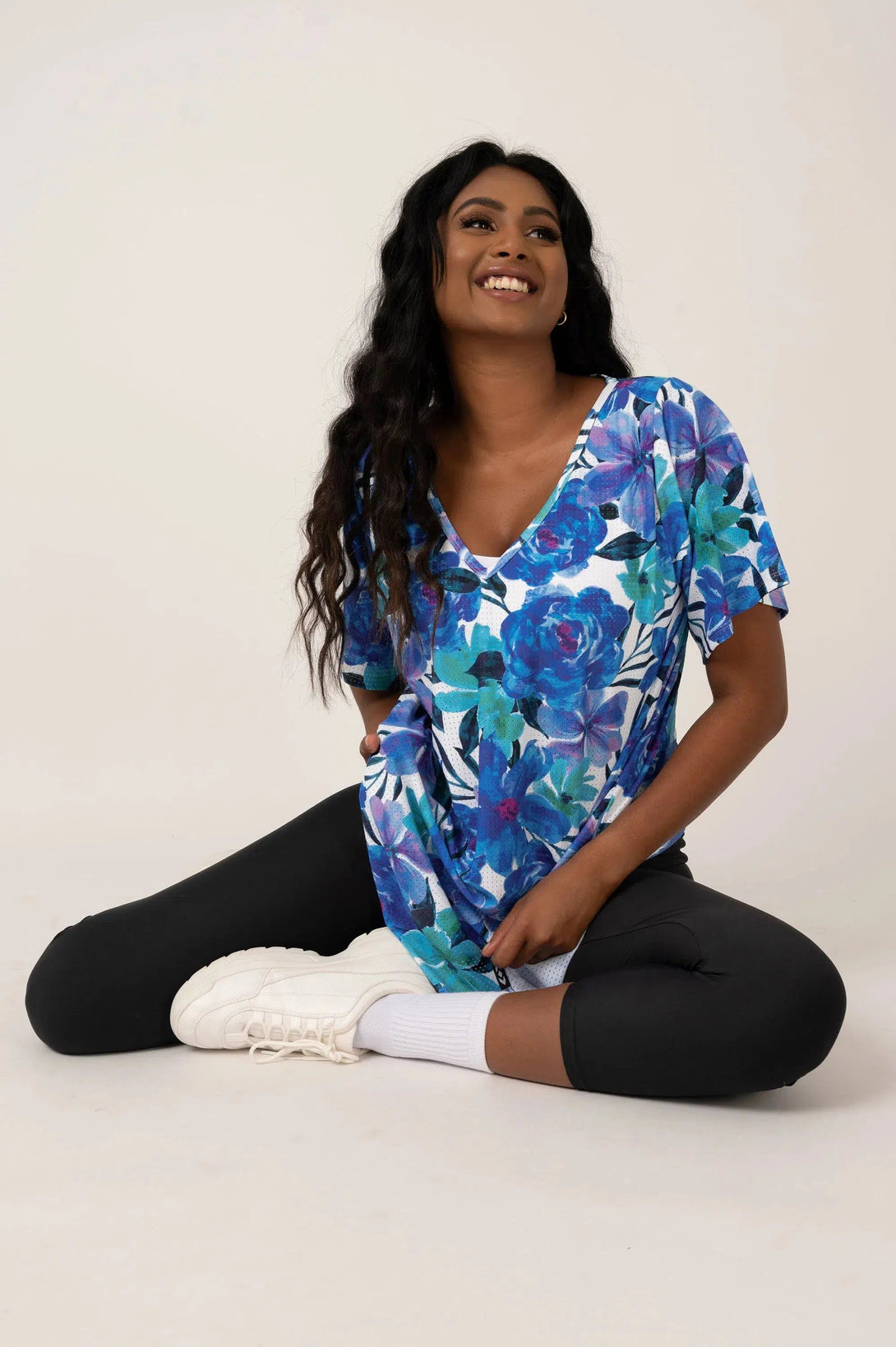 Bball Mesh V Neck Boyfriend Tee - Late Bloomer Blue-Activewear-Exoticathletica