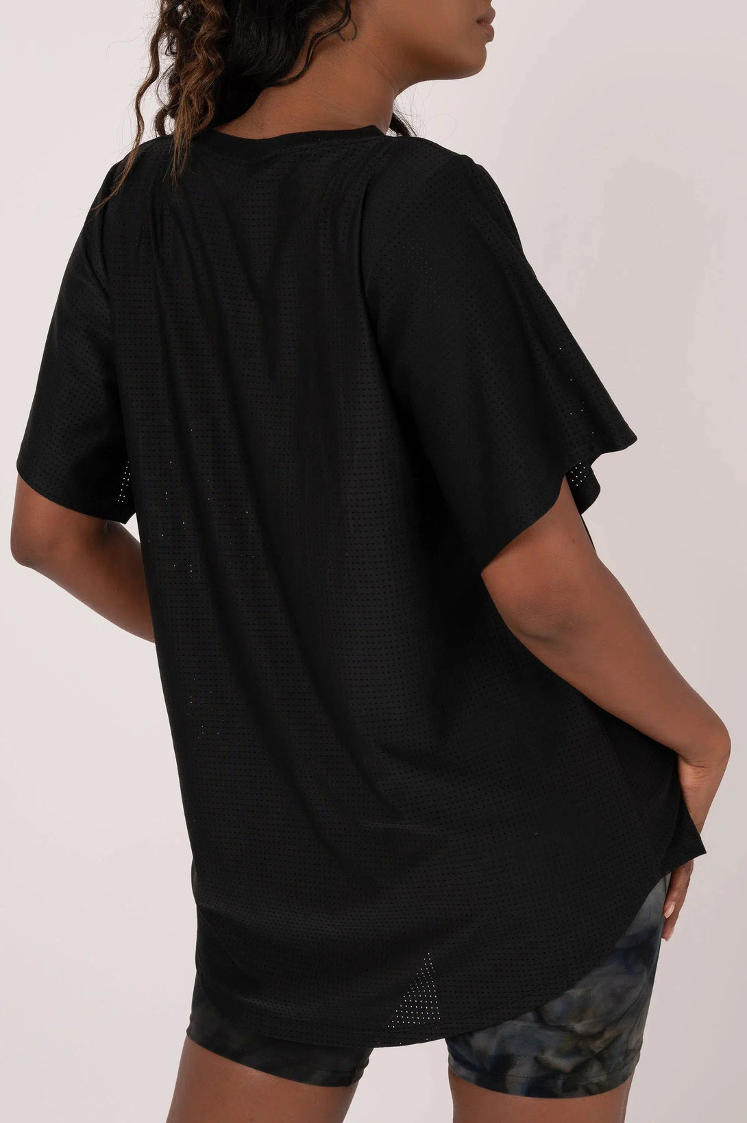 Bball Mesh V Neck Exotica Embroidered Boyfriend Tee - Black-Activewear-Exoticathletica