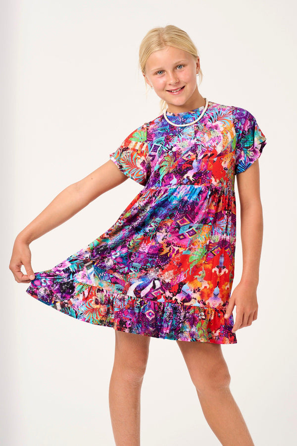 Believe The Hype Slinky To Touch - Kids Baby Doll Tiered Mini Dress-Activewear-Exoticathletica