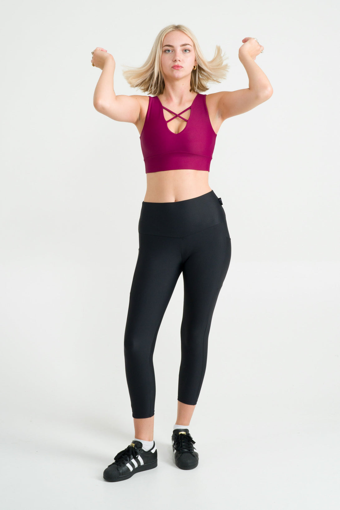 Berry Performance - Reversible Comfort Crop Top-Activewear-Exoticathletica