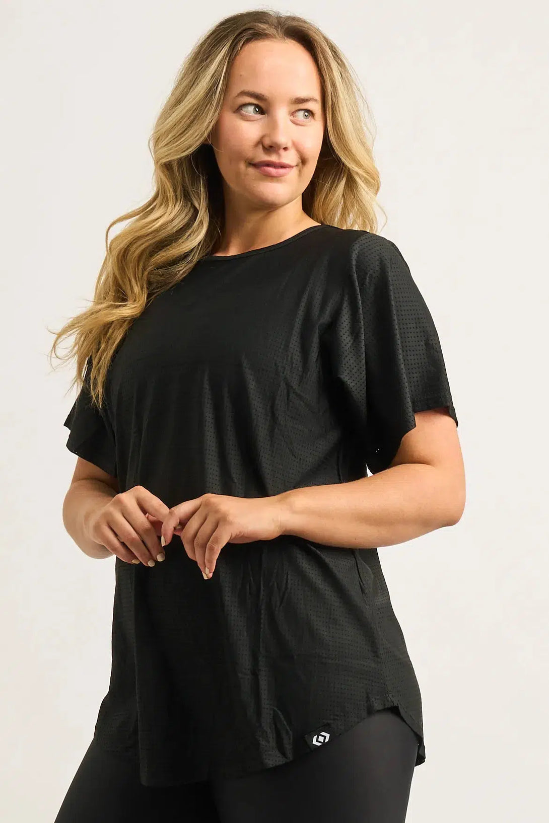 Black Bball Mesh - Plain Boyfriend Tee-9358328344049-Activewear-Exoticathletica