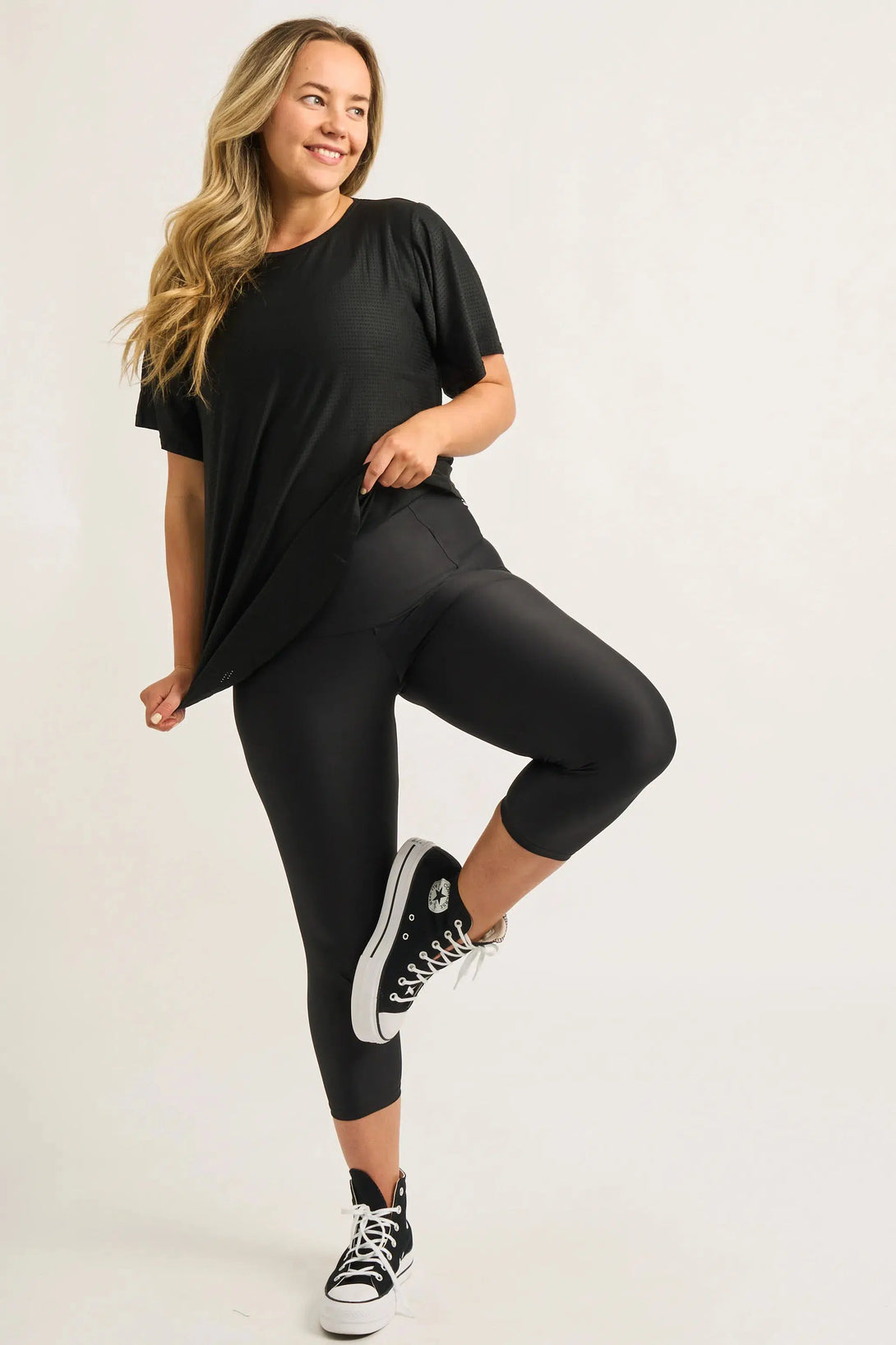 Black Bball Mesh - Plain Boyfriend Tee-Activewear-Exoticathletica