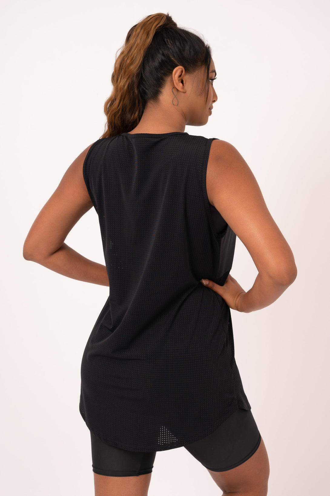 Black BBall Mesh - Sleeveless Exotica Boyfriend Tee-Activewear-Exoticathletica