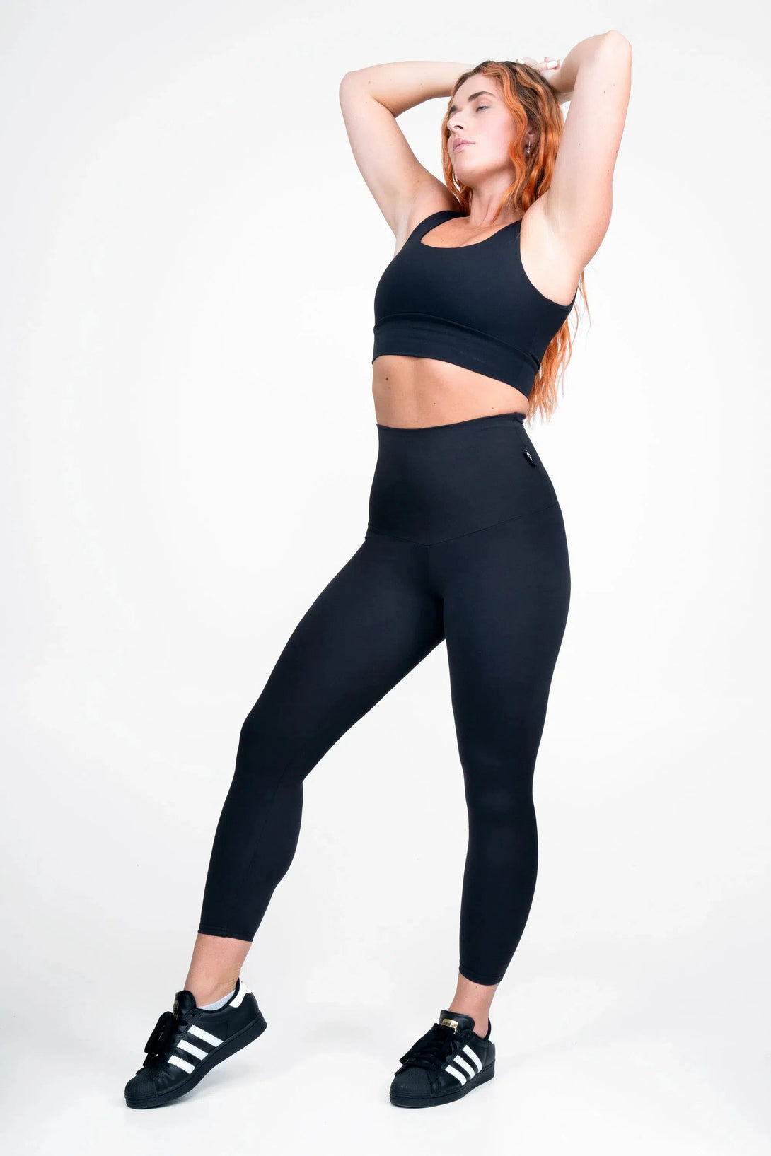 Black Body Contouring - Extra High Waisted 7/8 Leggings-Activewear-Exoticathletica