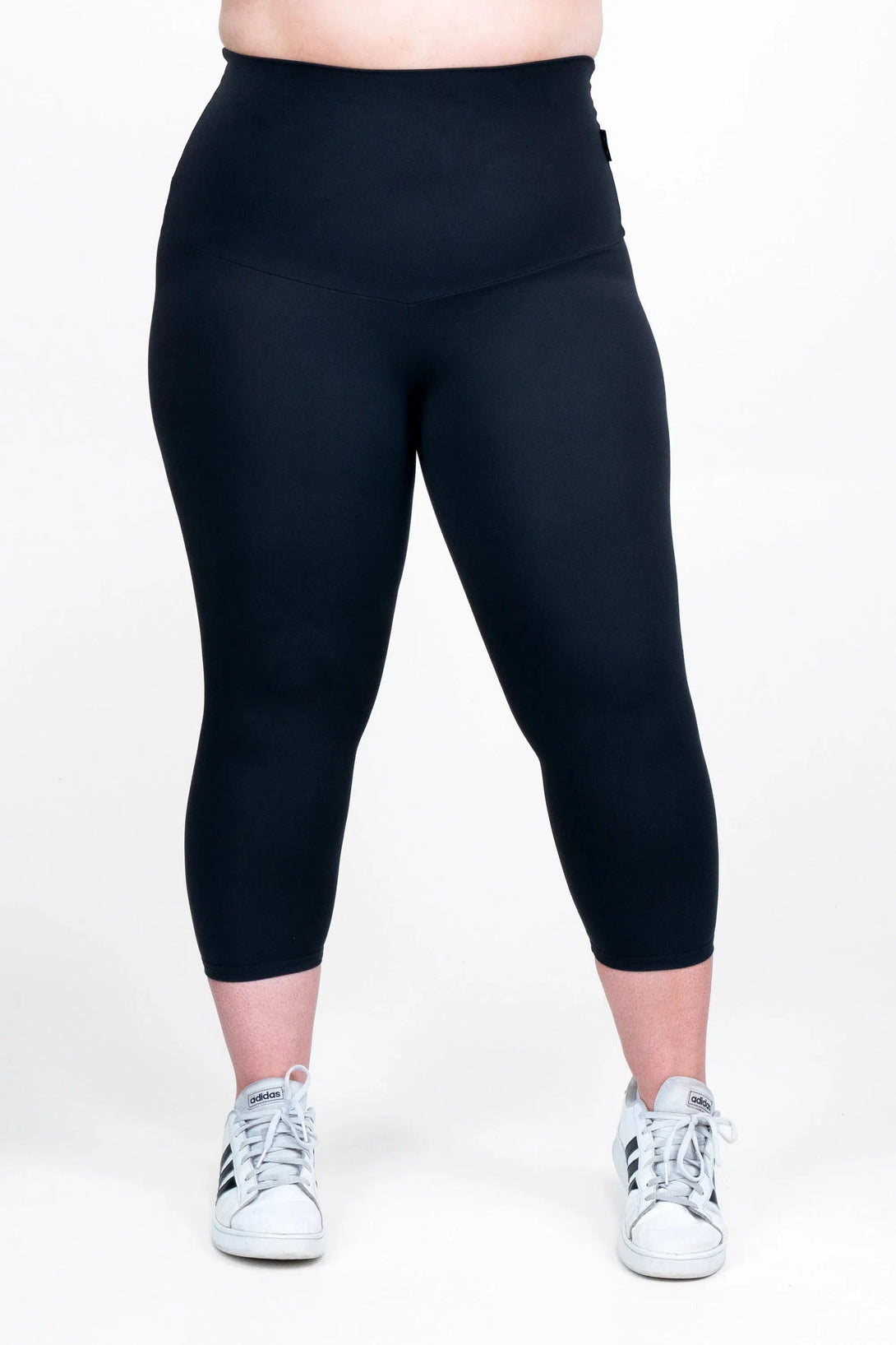 Black Body Contouring - Extra High Waisted Capri Leggings-Activewear-Exoticathletica