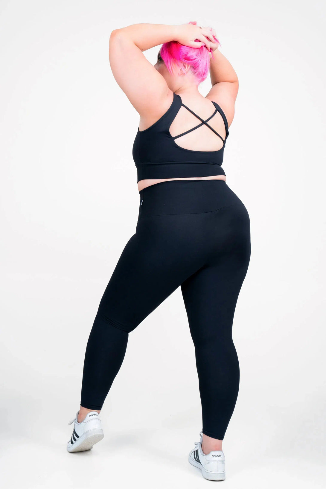 Black Body Contouring - High Waisted 7/8 Leggings-Activewear-Exoticathletica