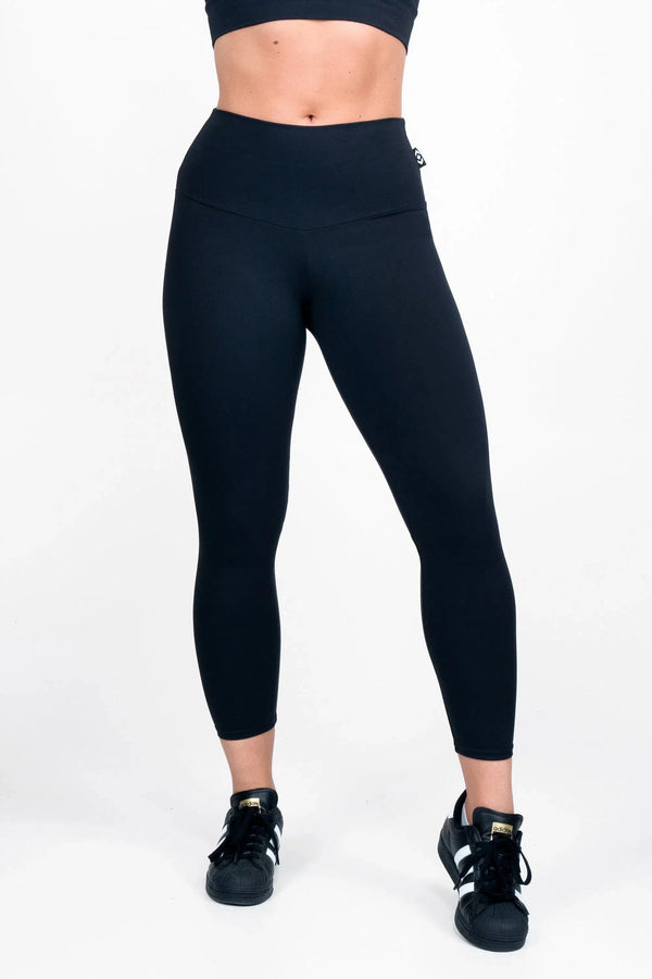 Black Body Contouring - High Waisted 7/8 Leggings-Activewear-Exoticathletica