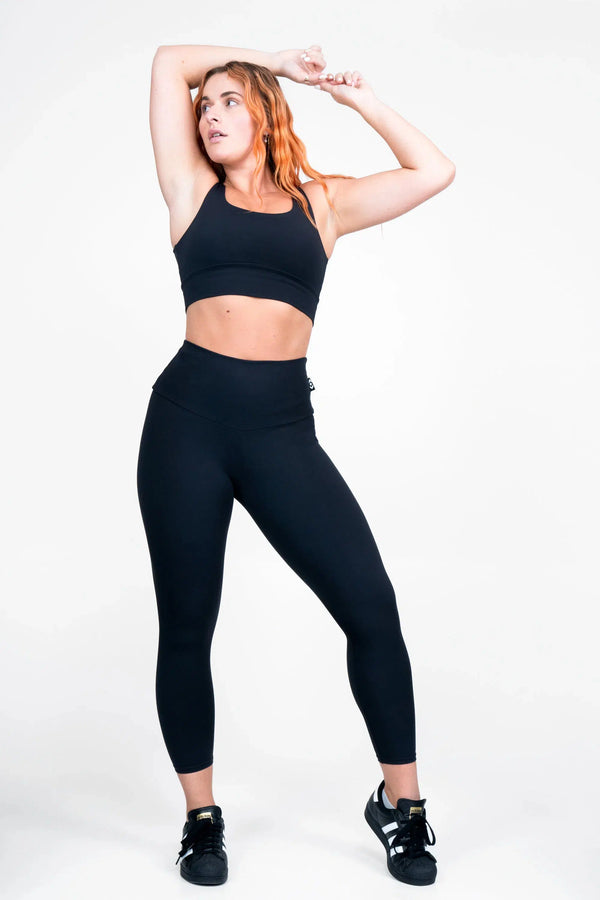 Black Body Contouring - High Waisted 7/8 Leggings-Activewear-Exoticathletica