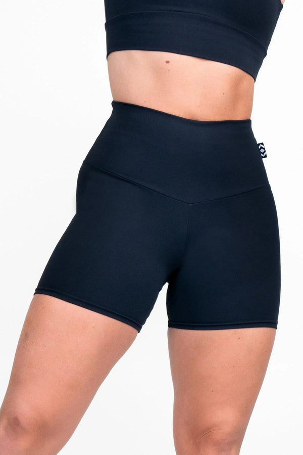 Black Body Contouring - High Waisted Booty Shorts-Activewear-Exoticathletica