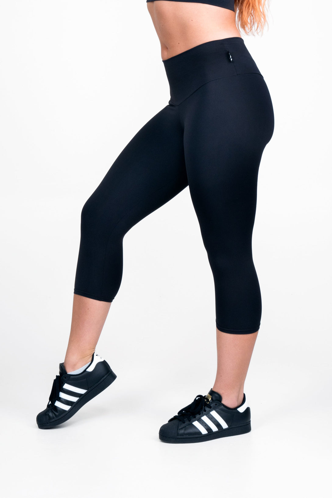 Black Body Contouring - High Waisted Capri Leggings-Activewear-Exoticathletica