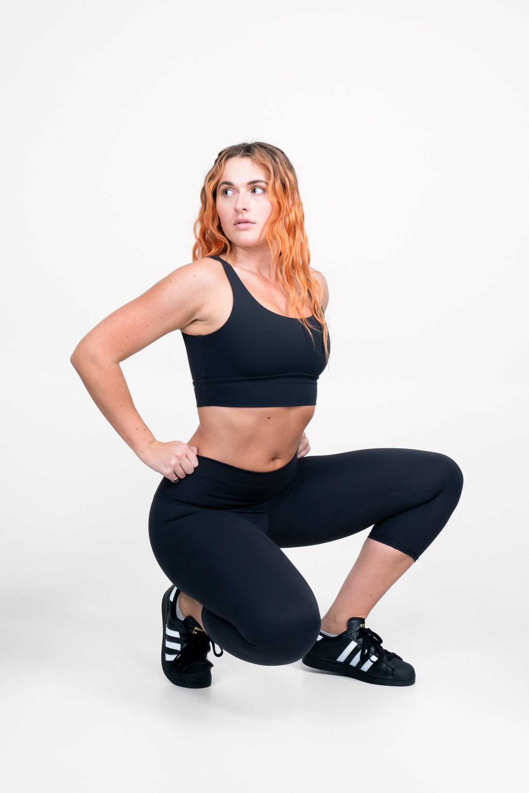 Black Body Contouring - High Waisted Capri Leggings-Activewear-Exoticathletica