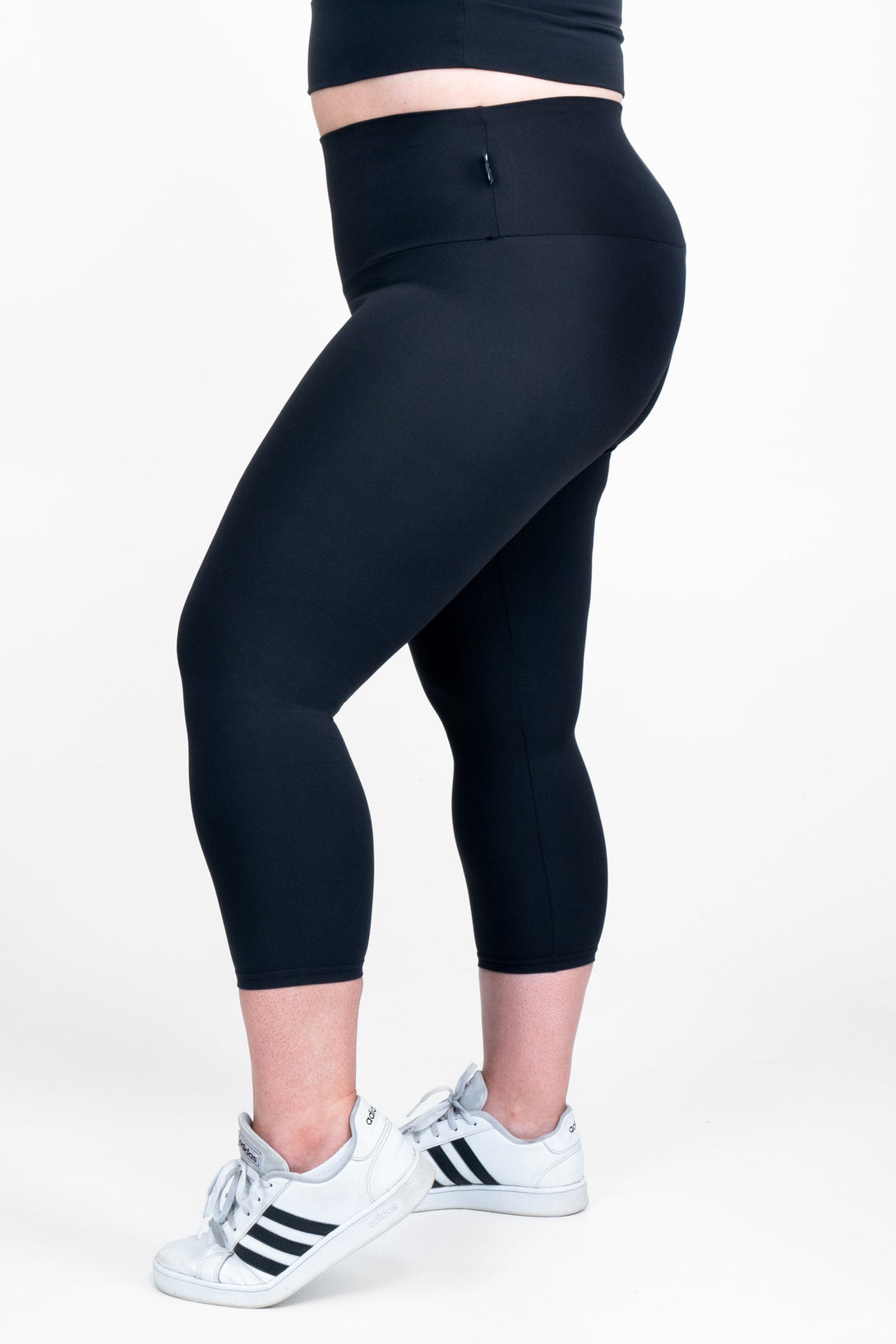 Black Body Contouring - High Waisted Capri Leggings-Activewear-Exoticathletica