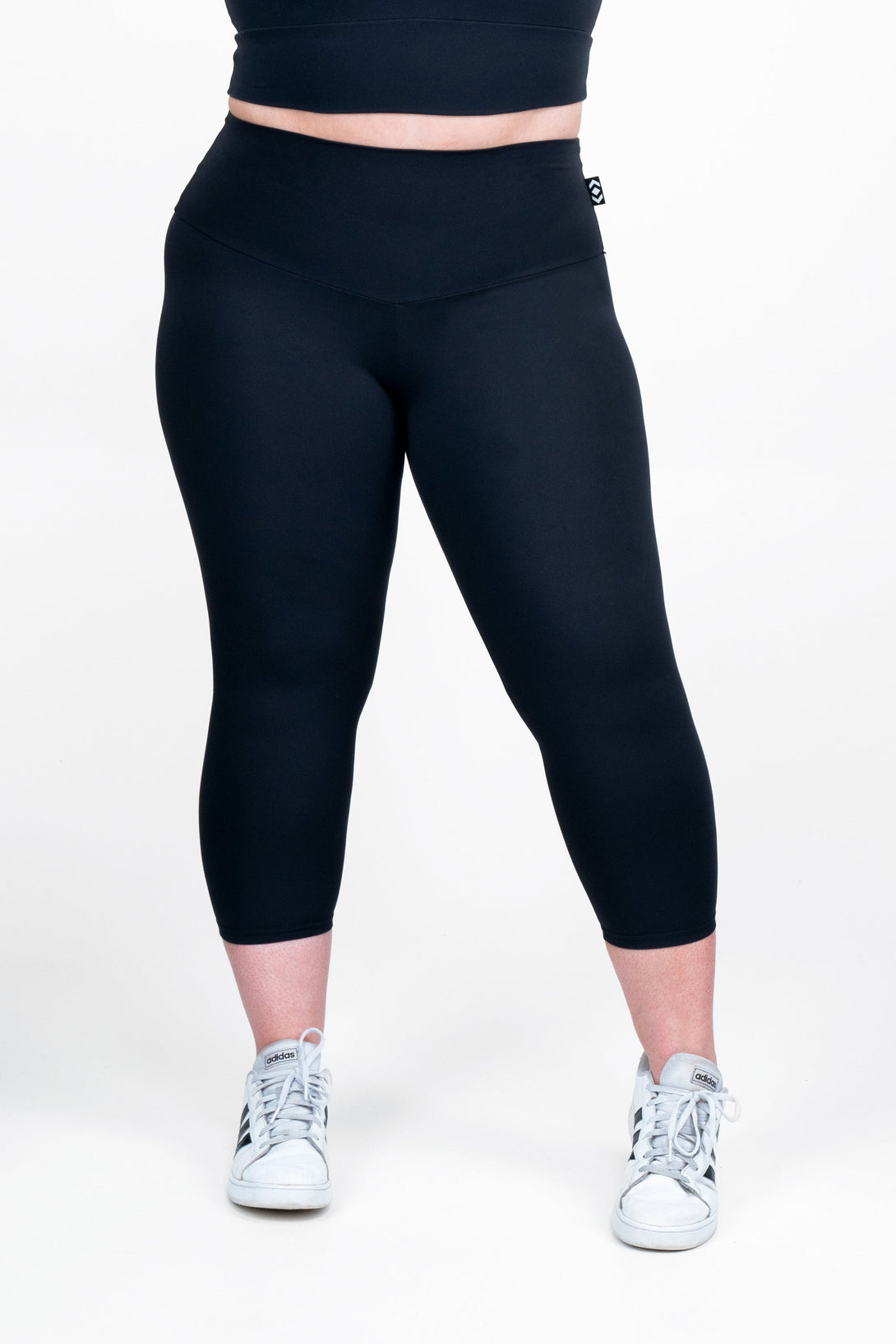 Black Body Contouring - High Waisted Capri Leggings-Activewear-Exoticathletica