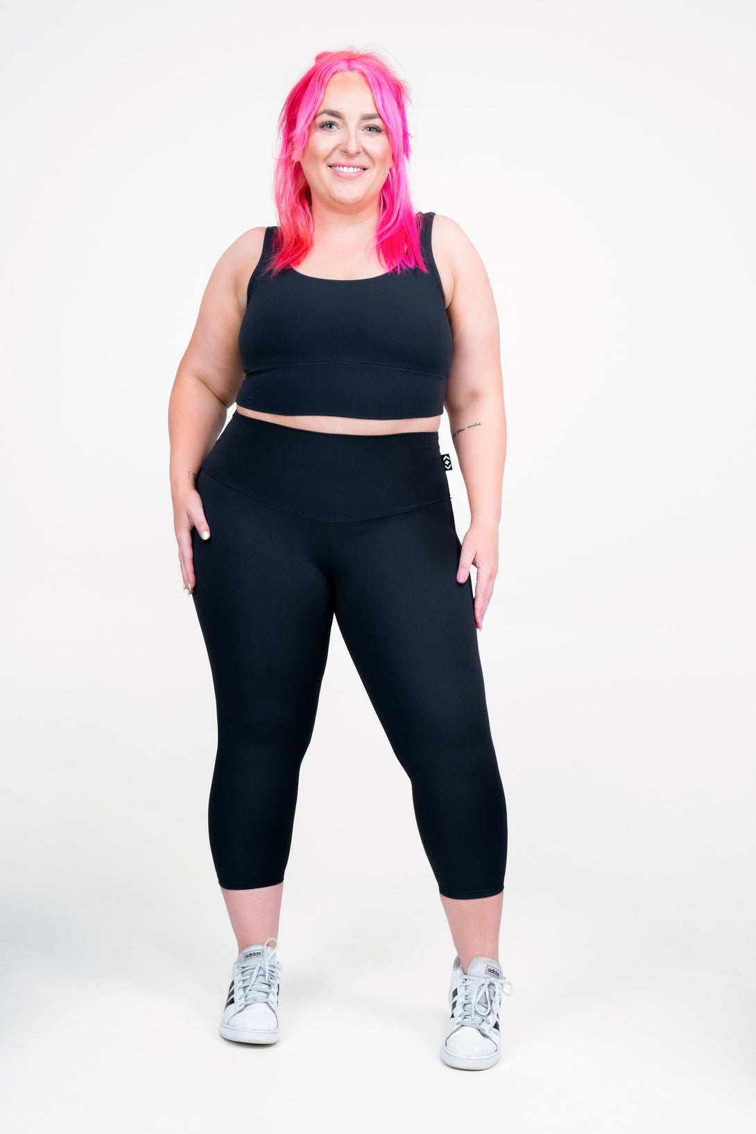 Black Body Contouring - High Waisted Capri Leggings-Activewear-Exoticathletica