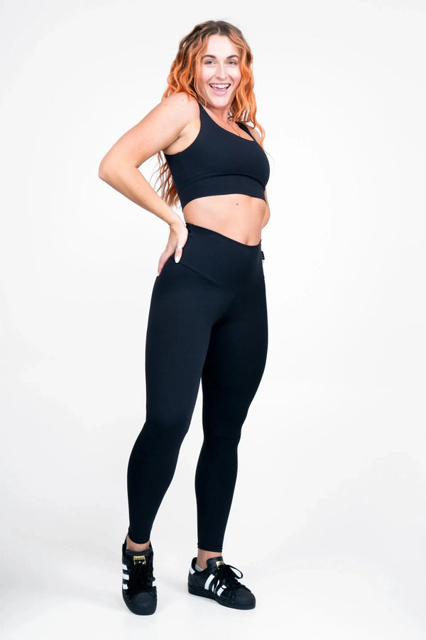 Black Body Contouring - High Waisted Leggings-Activewear-Exoticathletica