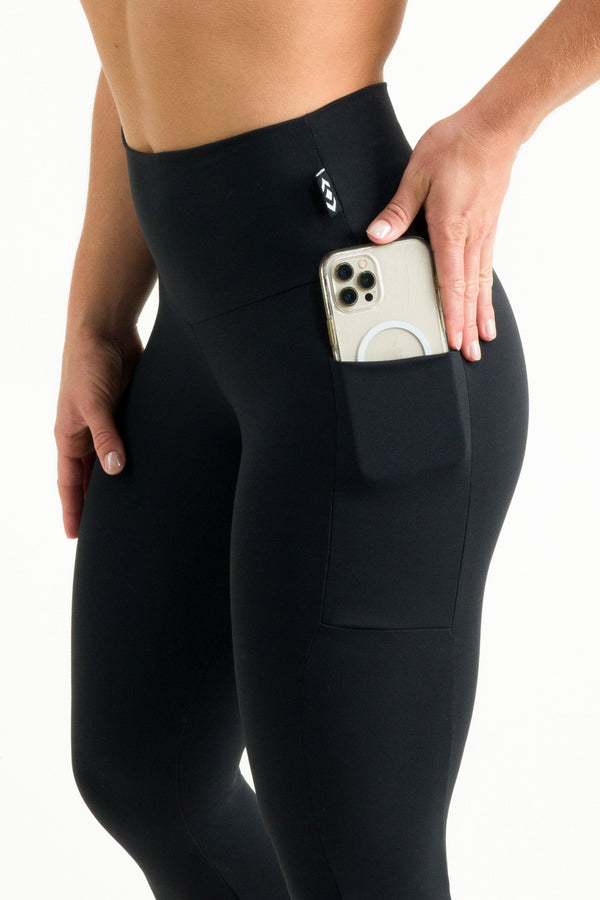 Black Body Contouring - Panel Pocket High Waisted Leggings-Activewear-Exoticathletica