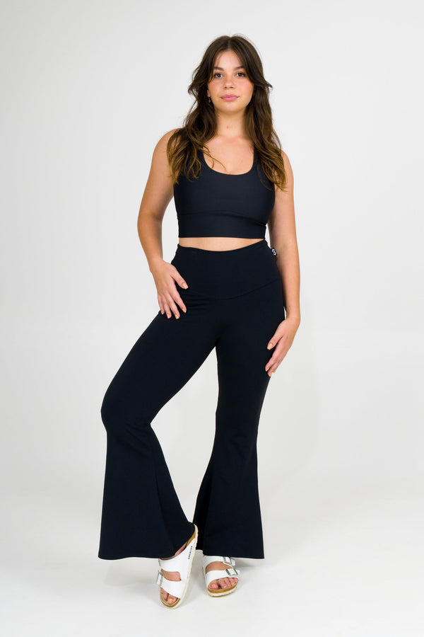 Black Comfy Cotton - High Waisted Bells-Activewear-Exoticathletica