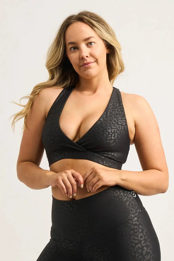 Black Exotic Touch Jag - Cross Over Crop-Activewear-Exoticathletica