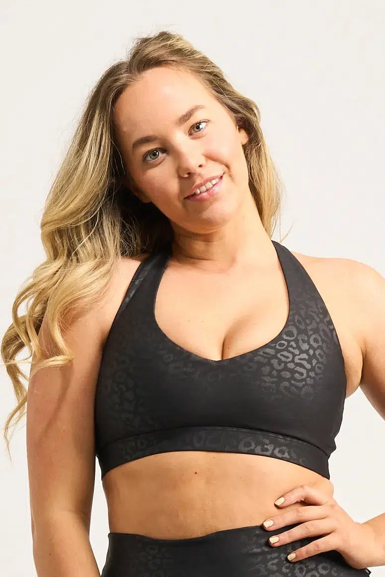 Black Exotic Touch Jag - Deep V Crop-Activewear-Exoticathletica