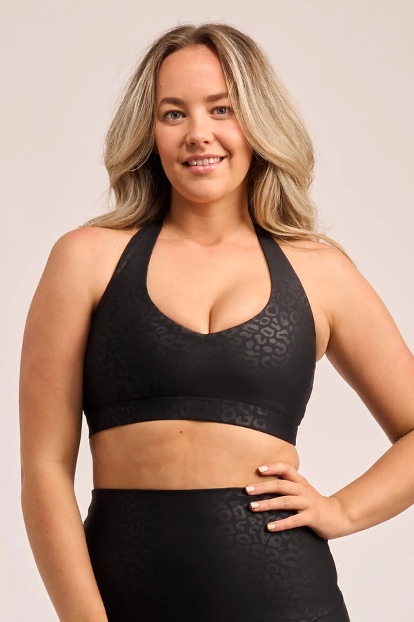 Black Exotic Touch Jag - Deep V Crop-Activewear-Exoticathletica