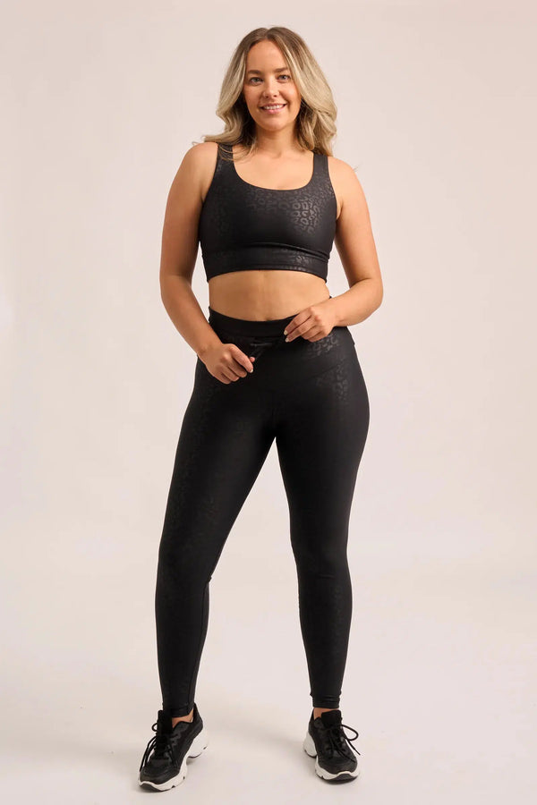 Black Exotic Touch Jag - Drawstring High Waisted Leggings-Activewear-Exoticathletica