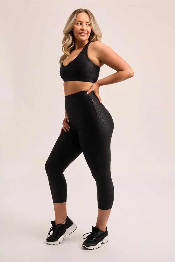 Black Exotic Touch Jag - Extra High Waisted Capri Leggings-Activewear-Exoticathletica