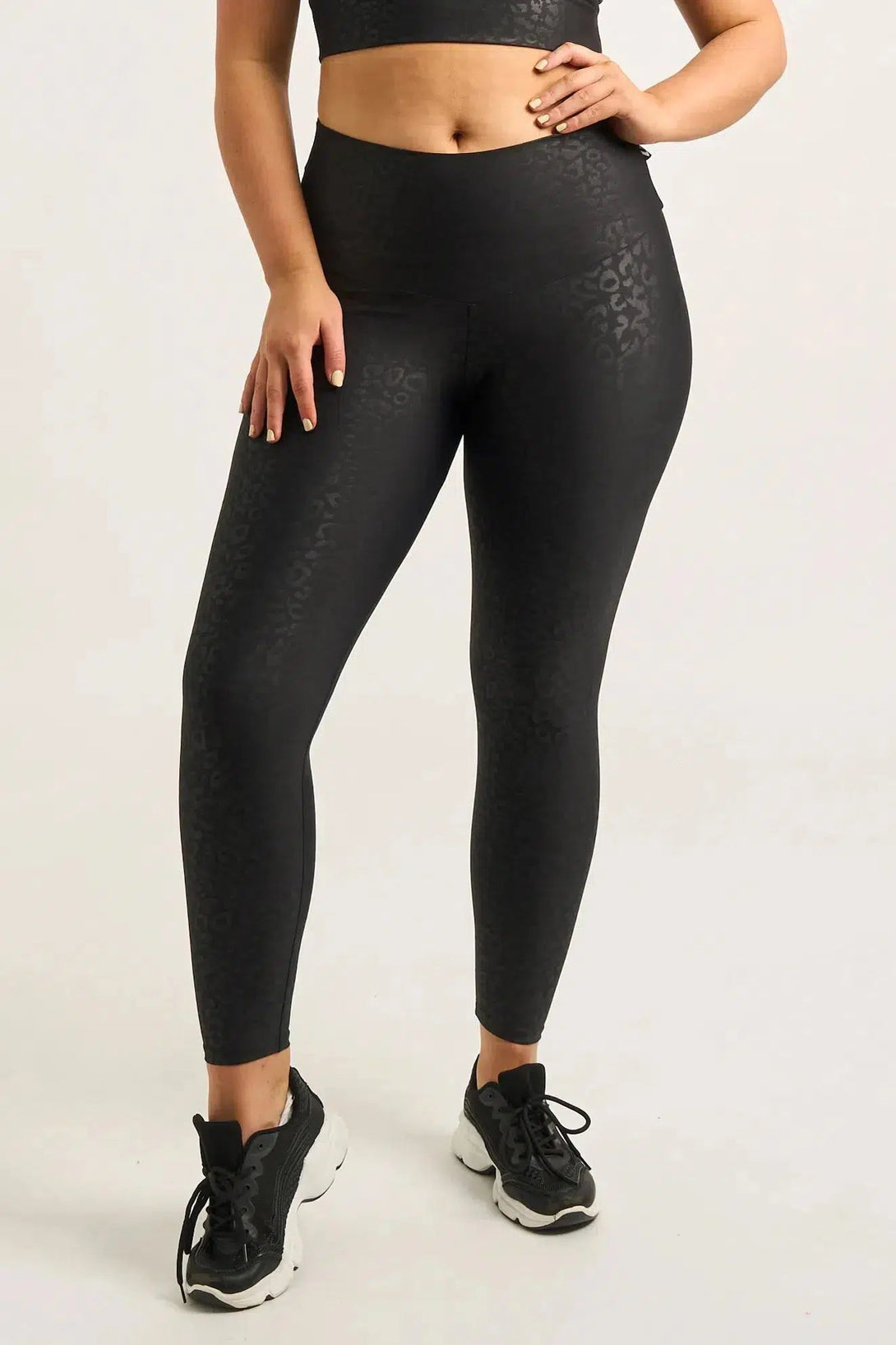 Black Exotic Touch Jag - High Waisted 7/8 Leggings-9358328267539-Activewear-Exoticathletica