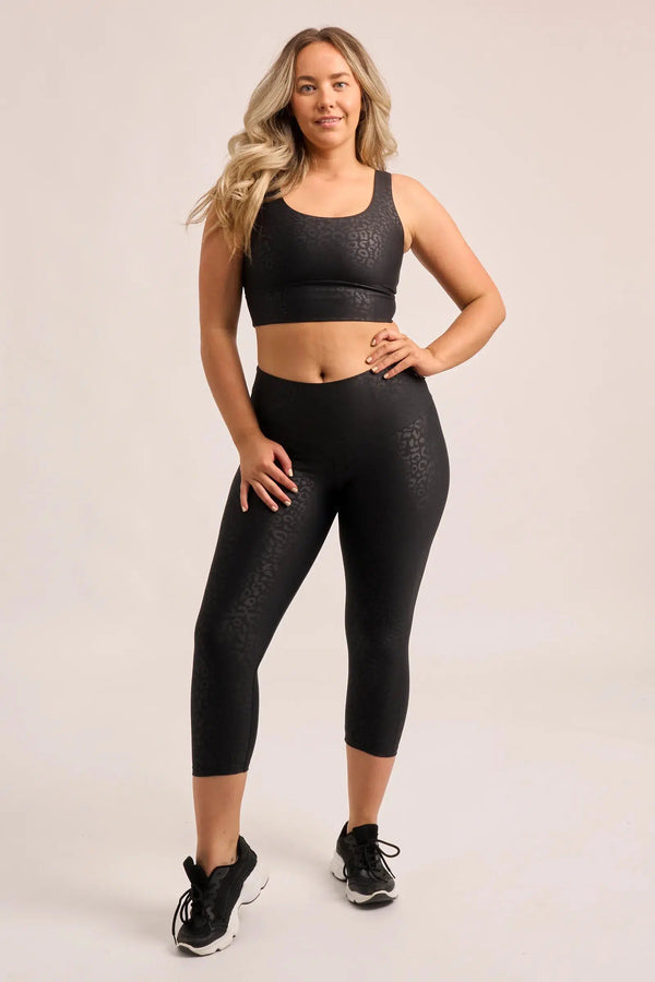 Black Exotic Touch Jag - High Waisted Capri Leggings-Activewear-Exoticathletica