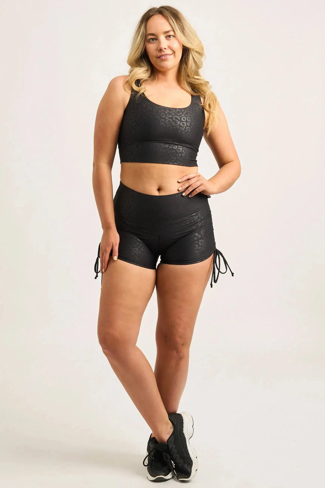 Black Exotic Touch Jag - High Waisted Tie Side Booty Shorts-Activewear-Exoticathletica