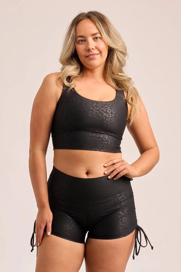 Black Exotic Touch Jag - High Waisted Tie Side Booty Shorts-Activewear-Exoticathletica