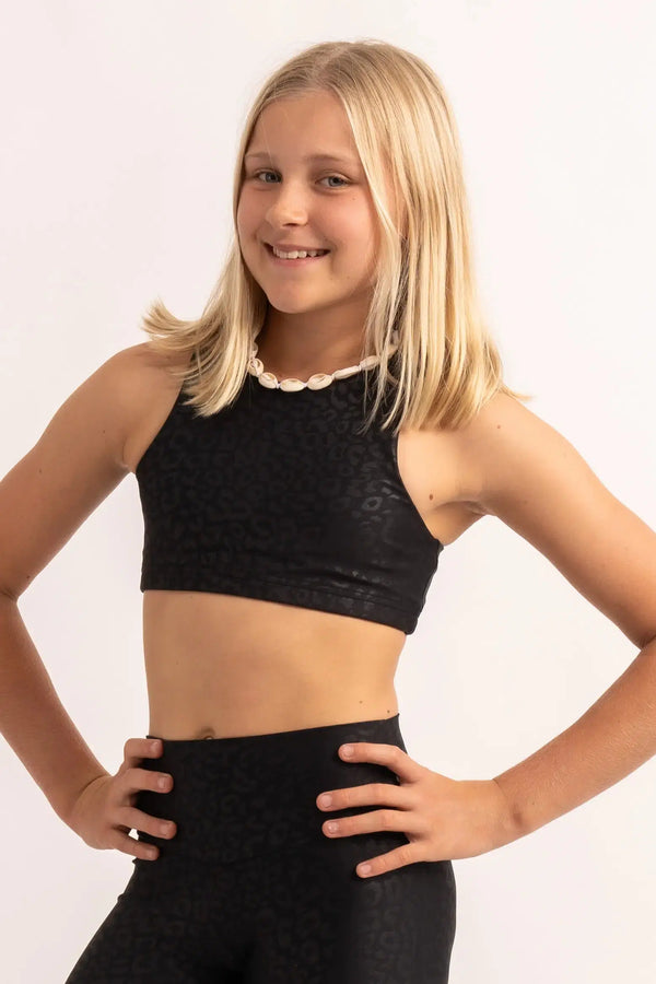 Black Exotic Touch Jag - Kids Crop Top-Activewear-Exoticathletica