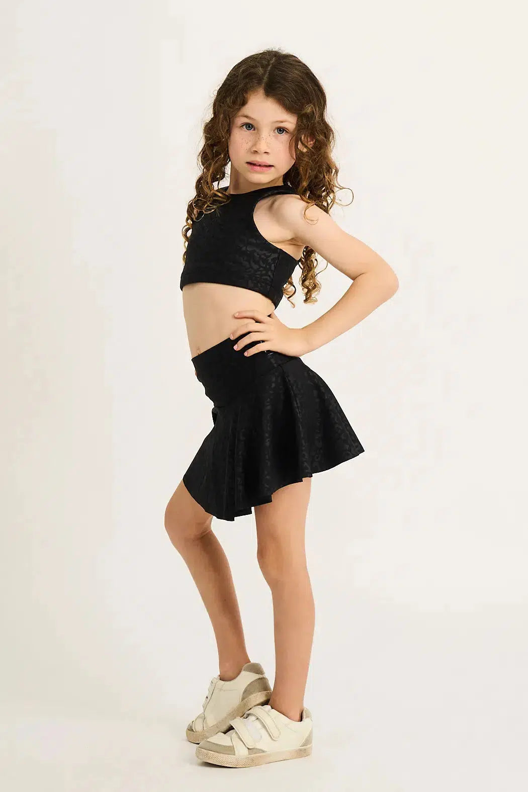 Black Exotic Touch Jag - Kids Simple Skort-9358328345961-Activewear-Exoticathletica