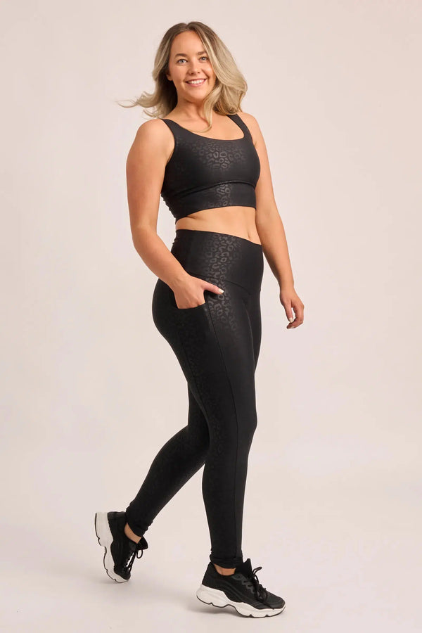 Black Exotic Touch Jag - Panel Pocket High Waisted Leggings-Activewear-Exoticathletica