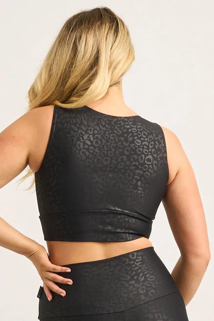 Black Exotic Touch Jag - Reversible Comfort Crop Top-Activewear-Exoticathletica