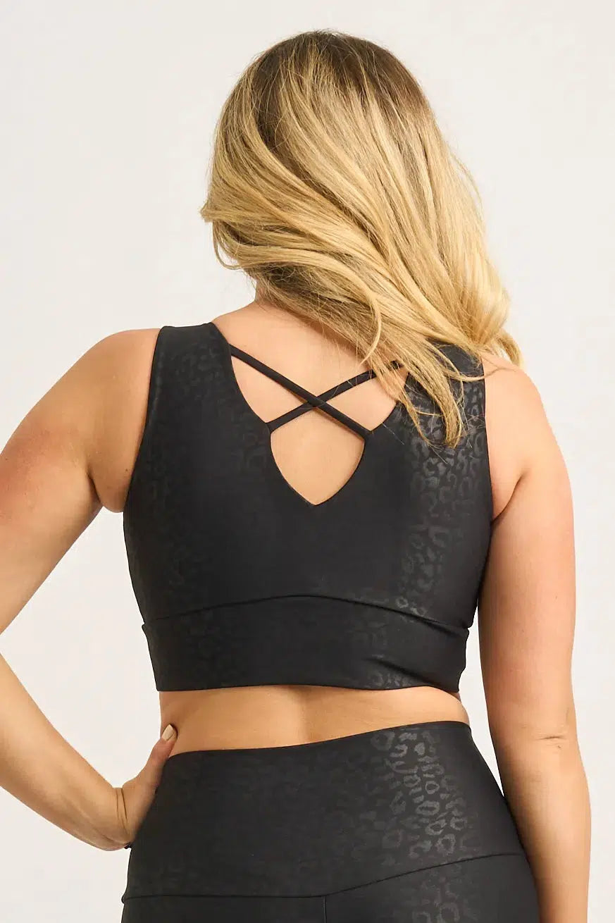 Black Exotic Touch Jag - Reversible Comfort Crop Top-Activewear-Exoticathletica