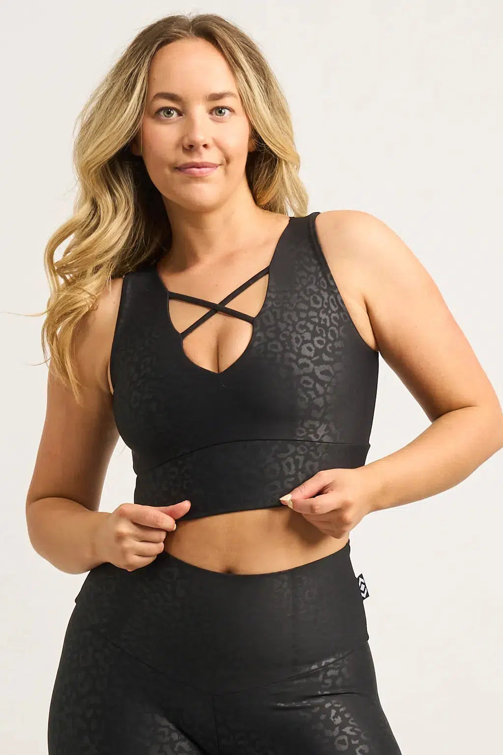 Black Exotic Touch Jag - Reversible Comfort Crop Top-Activewear-Exoticathletica