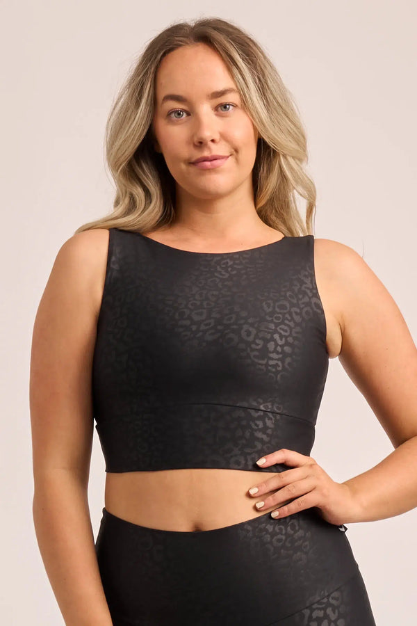 Black Exotic Touch Jag - Reversible Comfort Crop Top-Activewear-Exoticathletica