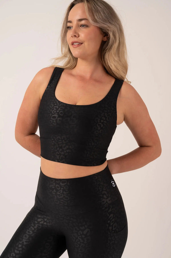 Black Exotic Touch Jag - Scoop Neck Comfort Crop Top-Activewear-Exoticathletica