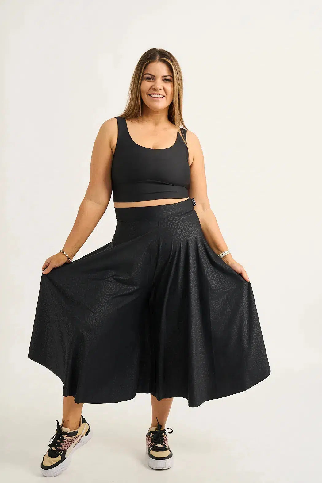 Black Exotic Touch Jag Silky - Palazzo Culotte-9358328329114-Activewear-Exoticathletica