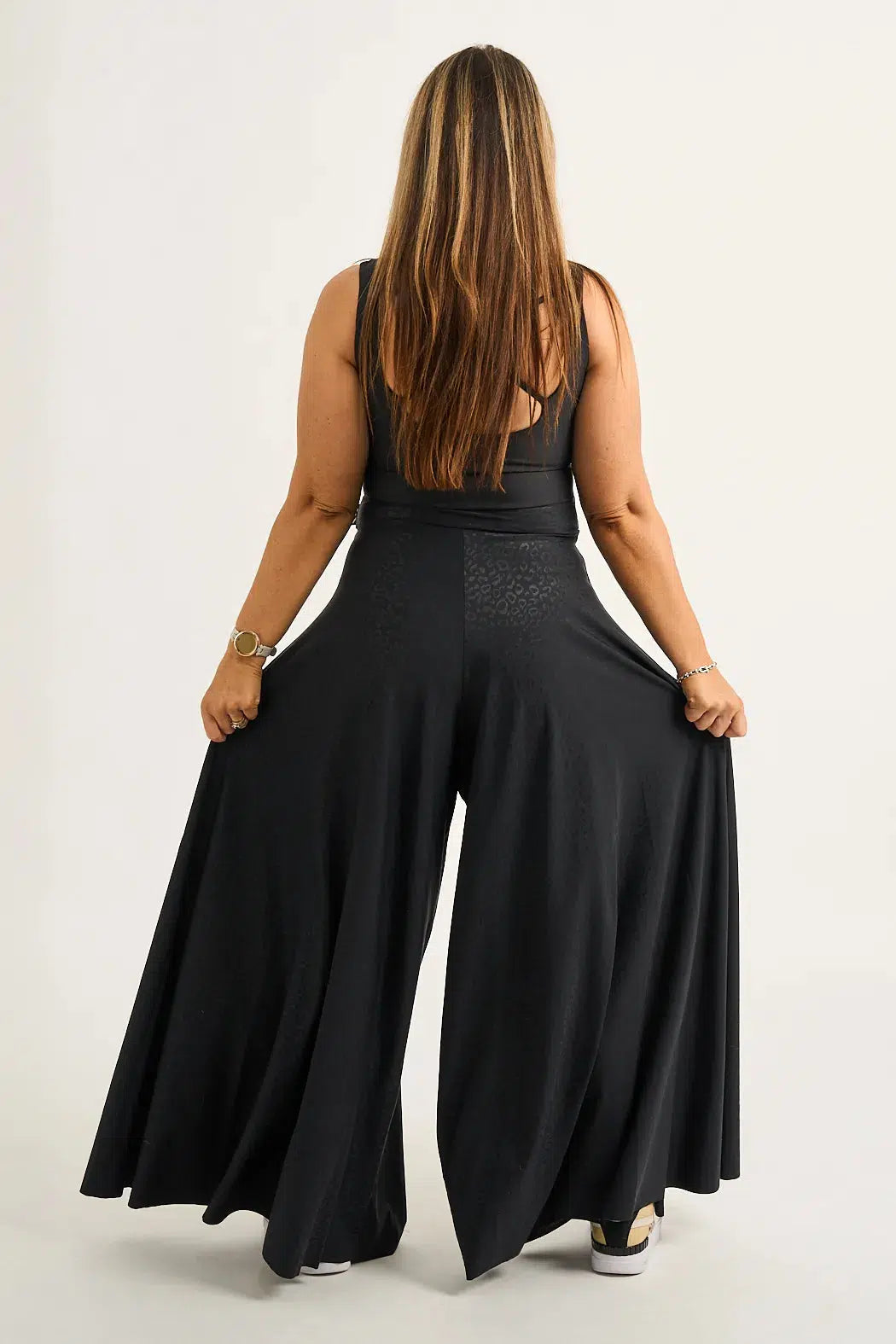 Black Exotic Touch Jag Silky - Palazzo Pant-Activewear-Exoticathletica