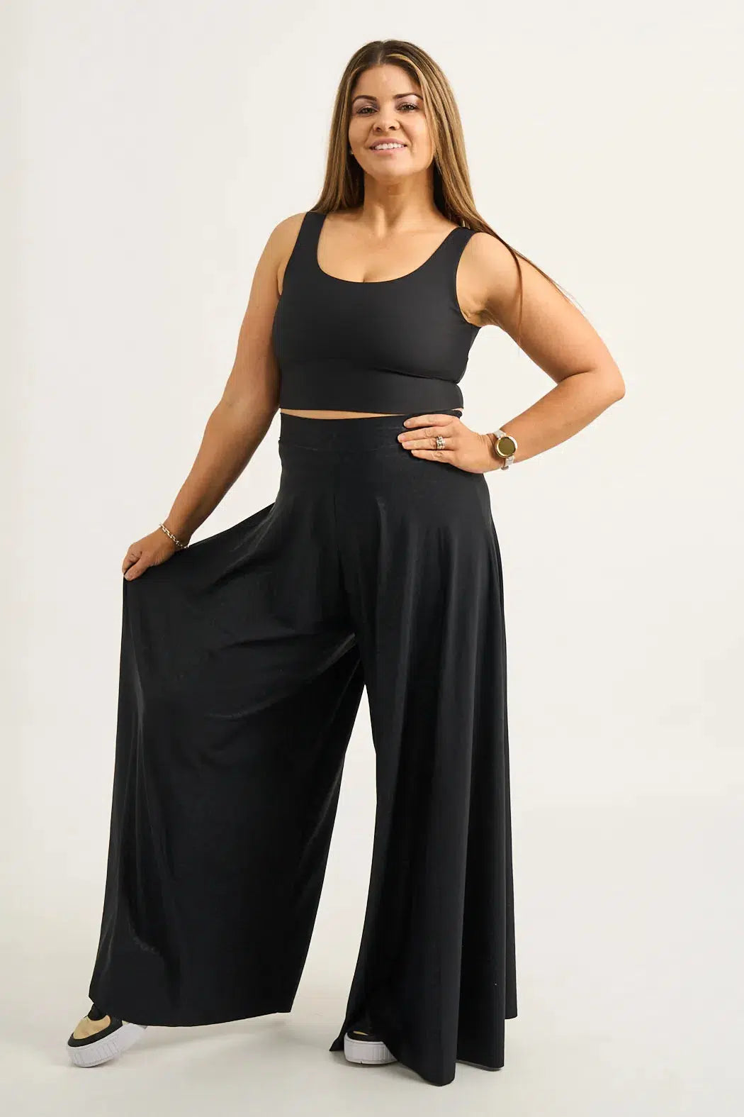 Black Exotic Touch Jag Silky - Palazzo Pant-Activewear-Exoticathletica