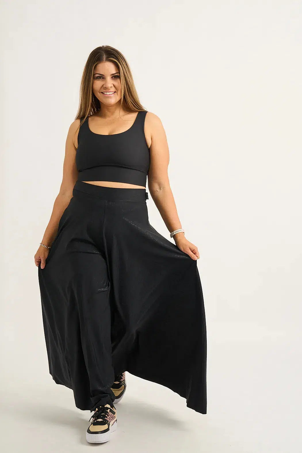 Black Exotic Touch Jag Silky - Palazzo Pant-Activewear-Exoticathletica