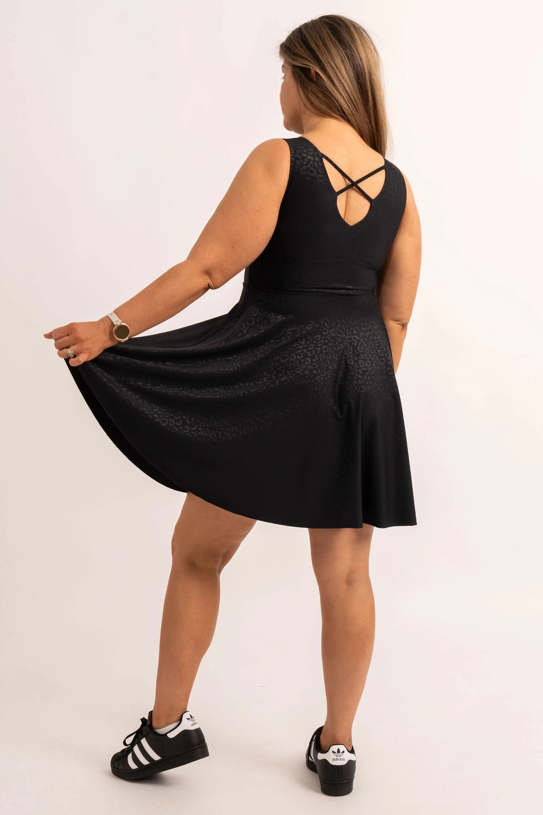 Black Exotic Touch Jag Silky - Reversible Comfort Crop Mini Dress-Activewear-Exoticathletica