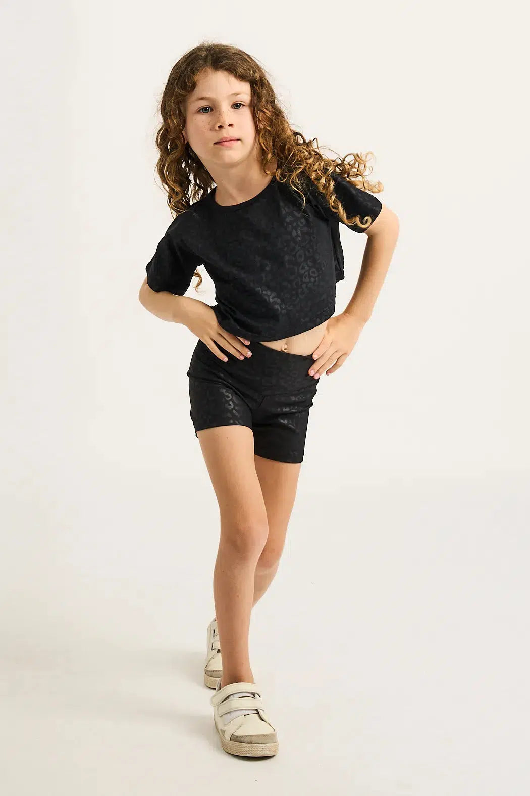 Black Exotic Touch Jag Soft To Touch - Kids Cropped Tee-Activewear-Exoticathletica